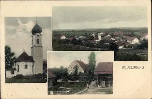 Ak Bodelsberg Durach im Oberallgäu, Gesamtansicht, Kirche