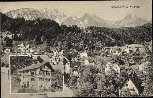 Ak Bad Faulenbach Füssen im Ostallgäu, Gesamtansicht, Villa Schönmetzler