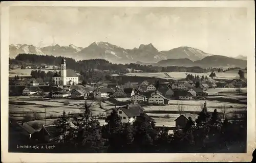 Foto Ak Lechbruck am See Allgäu Schwaben, Panorama, Kirche
