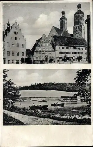 Ak Wemding in Schwaben, Marktplatz, Lohweiher, Gasthof zur Krone