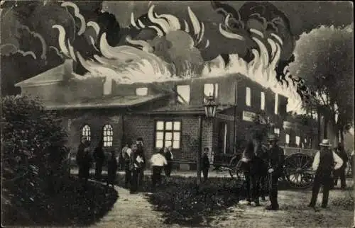 Ak Kaltenkirchen in Holstein, Brand des Zentralgasthof am 12. Juli 1909