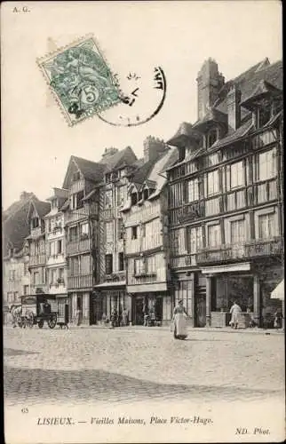 Ak Lisieux Calvados, Vieilles Maisons, Place Victor Hugo