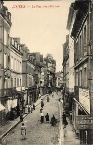 Ak Lisieux Calvados, La Rue Pont Mortain