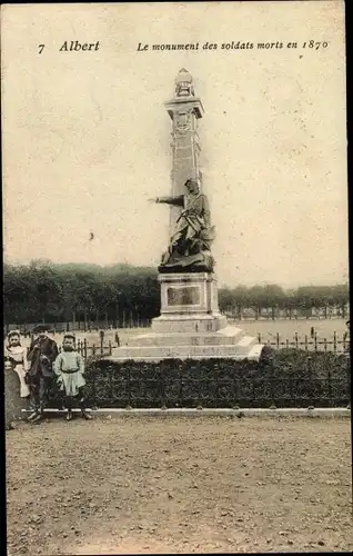 Ak Albert Somme, Le Monument des soldats morts en 1870