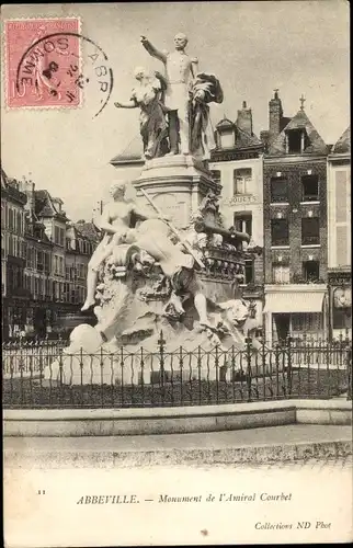 Ak Abbeville Somme, Monument de l'Amiral Courbet