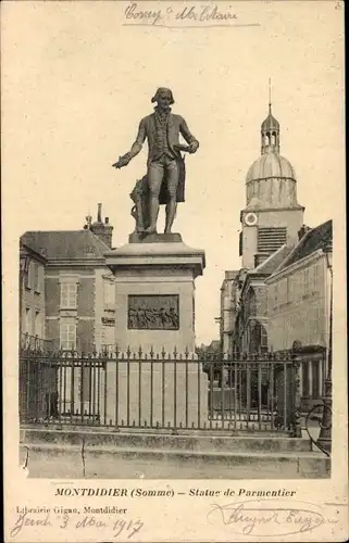 Ak Montdidier Somme, Statue de Parmentier
