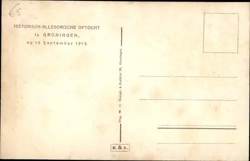 Ak Groningen Niederlande, Histoorisch Allegorische Optocht, 10.09.1913