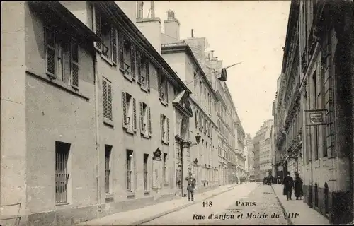 Ak Paris VIII., Rue d'Anjou et Mairie