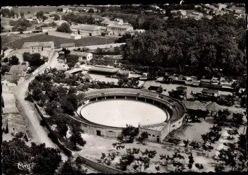 Ak Lunel Hérault, Vue aerienne, Les Arenas