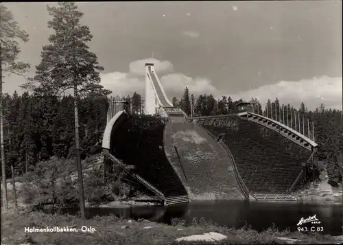 Ak Oslo Norwegen, Holmenkollen, Skisprungschanze