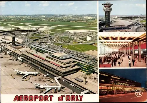 Ak Orly Val de Marne, Aéroport de Paris-Orly, Vue aerienne des aerogares Sud et Ouest