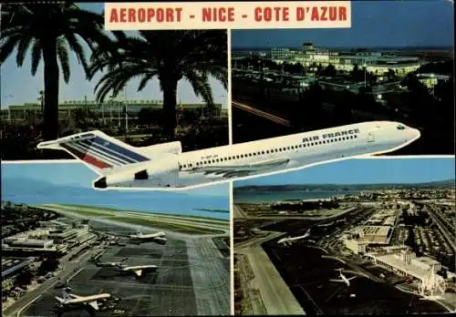 Ak Nice Nizza Alpes Maritimes, Passagierflugzeug Air France, Aeroport, Flughafen