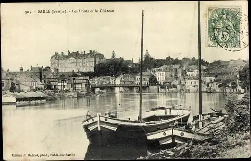 Ak Sablé sur Sarthe, Les Ponts, Le Chateau