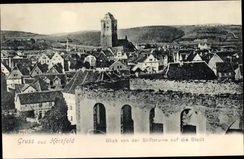 Ak Bad Hersfeld Hessen, Blick von der Stiftsruine auf die Stadt