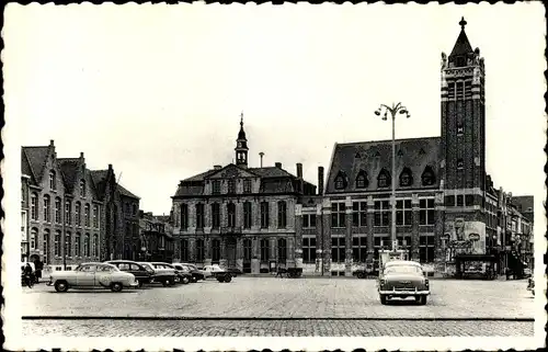 Ak Roeselare Roeselaere Rousselare Roulers Westflandern, Grote Markt en Stadhuis