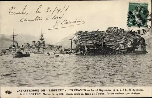 Ak Catastrophe du Liberté, Les Epaves, 1911