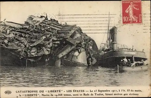 Ak Catastrophe du Liberté, Les Epaves, 1911