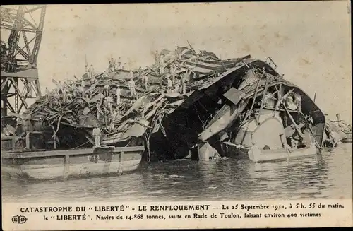 Ak Catastrophe du Liberté, Le Renflouement, 1911