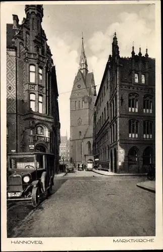 Ak Hannover in Niedersachsen, Blick zur Marktkirche, Auto