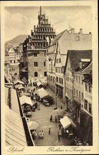 Ak Pößneck in Thüringen, Rathaus u. Krautgasse