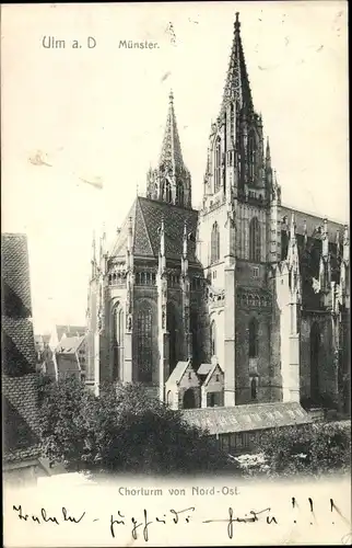 Ak Ulm an der Donau, Münster, Chorturm von Nordost