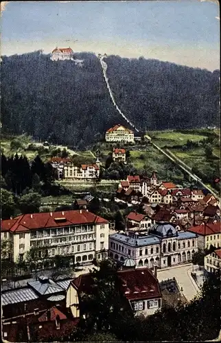 Ak Bad Wildbad Kreis Calw, Stadtansicht mit Sommerberg und Bergbahn