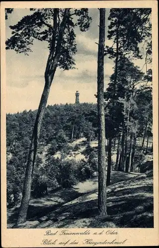 Ak Bad Freienwalde an der Oder, Blick auf das  Kriegerdenkmal