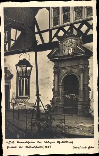 Ak St. Johann bei Mayen in der Eifel, Schloss Bürresheim, Portal des Rittersaals