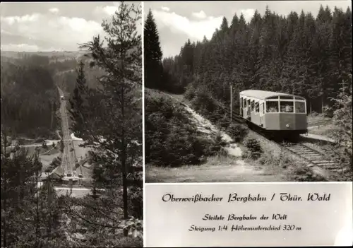Ak Oberweißbacher Bergbahn, Thüringer Wald, Steigung, Standseilbahn