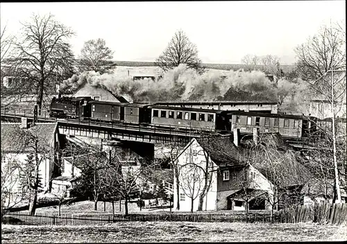Ak Oybin in Sachsen, Zittauer Gebirge im Winter, Die Schmalspurbahn, Dampflok