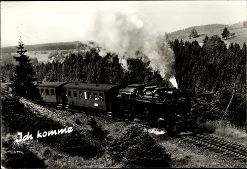 Ak Ich komme, Dampflokomotive in Fahrt, Wald