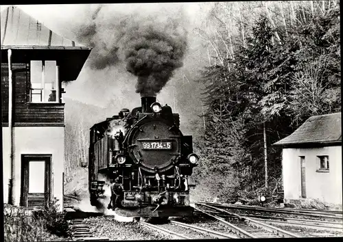 Ak Kipsdorf Hainsberg Freital in Sachsen, Schmalspurbahn am Bahnhof Kipsdorf, 991734-5