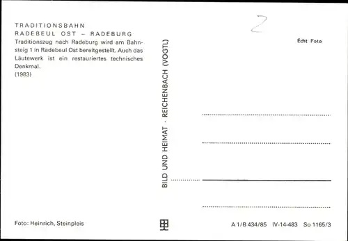 Ak Radeburg in Sachsen, Dampflok, Bahnstrecke Radebeul Ost - Radeburg, Bahnhof, Bahnsteig 1