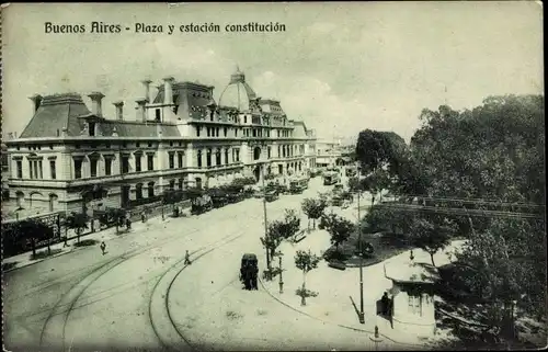 Ak Buenos Aires Argentinien, Plaza y estacion constitucion