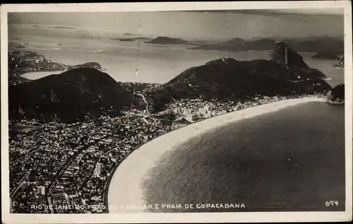 Ak Rio de Janeiro Brasilien, Blick auf den Ort, Copacabana, Zuckerhut
