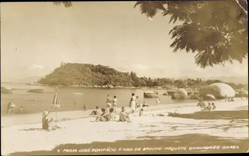 Ak Paqueta Guanabara Rio de Janeiro Brasilien, Praia Jose Bonifacio e Ilha de Brocoio