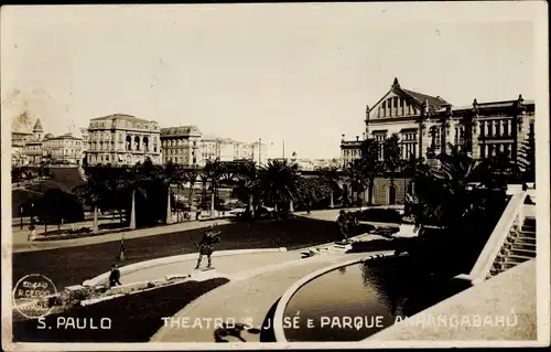 Foto Ak São Paulo Brasilien, Theatro S. Jose e Parque Anhangabahu