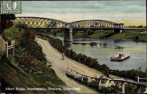 Ak Indooroopilly Brisbane Queensland Australien, Blick auf die Albert Bridge, Fähre