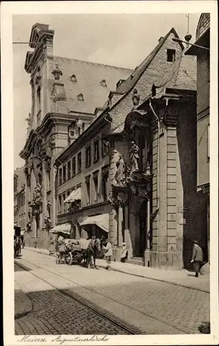 Ak Mainz am Rhein, Augustinerkirche, Straßenpartie