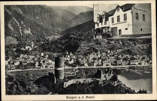 Ak Burgen, Blick auf d. Ort, Gasthof Ruine Bischofstein