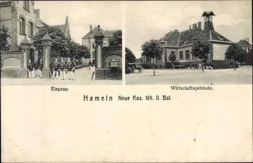 Ak Hameln an der Weser Niedersachsen, Neue Kaserne 164. II. Bat, Eingang, Wirtschaftsgebäude