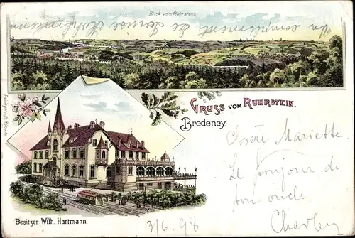 Litho Bredeney Essen im Ruhrgebiet, Ruhrstein, Panorama