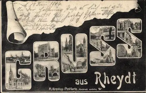 Buchstaben Ak Rheydt Mönchengladbach am Niederrhein, Verschiedene Ortsansichten