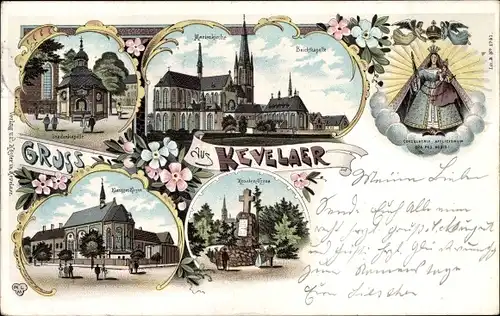 Litho Kevelaer am Niederrhein, Klarissen Kloster, Kroaten Kreuz, Kapelle