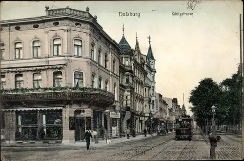 Ak Duisburg im Ruhrgebiet Königstraße Straßenbahn