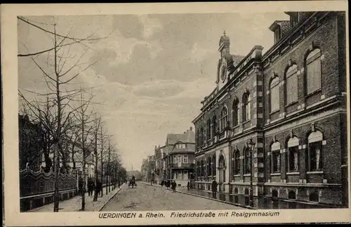 Ak Uerdingen Krefeld am Niederrhein Friedrichstraße Realgymnasium