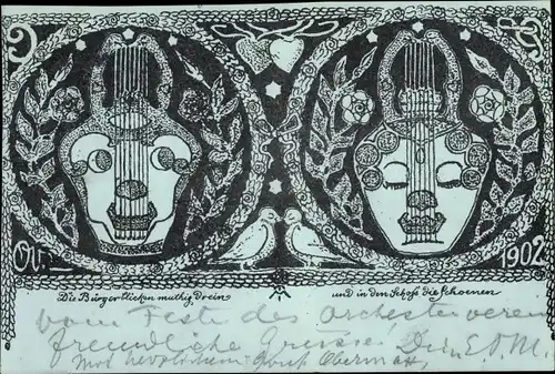 Künstler Ak Orchesterverein, Die Bürgerlichen muthig Drein und in den Schoß die Schönen 1902