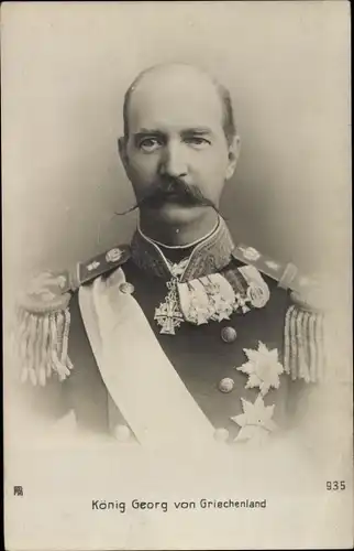 Ak König Georg von Griechenland, Portrait, Uniform, Orden