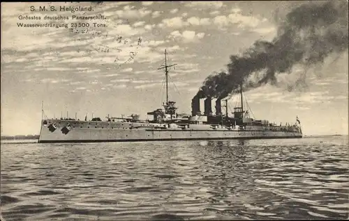 Ak Deutsches Kriegsschiff, SMS Helgoland, Panzerschiff, Kaiserliche Marine