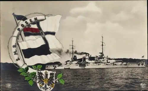 Wappen Ak Deutsches Kriegsschiff SMS Posen, Großlinienschiff, Nassau Klasse